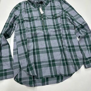 NWT Madewell shirt plaid cotton pullover XS S green F6722
